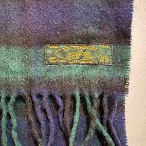 Foxford Lambswool Blue and Green Plaid scarf